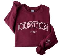 ZYHJJ Personalised Hoodie - Personalized Sweatshirt with Name - Personalised Embroidered Any Text Sweatshirt - Custom Name On Sleeve - Personalized Mother's Day Father's Day Christmas Birthday Gift