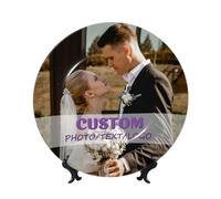 ZYHJJ Personalised Photo Ceramic Dinner Plate,Custom Display Dishes, Custom Ceramic Plate With Display Stand,With Your Picture/Photo/Text, Personalised Gifts For Your Family Friend Lover