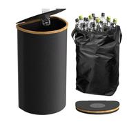 ZYHJZ 100L Recycling Bins for Kitchen, Large Deposit Bottles Collection Container with Portable Bag Reusable Recycling Bins Recycling Box for Plastic Bottles Glass Bottles Cans,Black