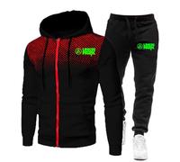 ZYHJZ Men's Hooded Tracksuit Set for Linkin Park, Long Sleeves Drawstring Sweatshirt Saftey Top and Bottom Set with Pockets, Workout Tracksuit Sports Set,Black-M