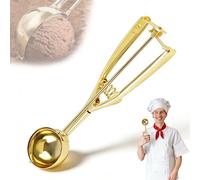 ZYHUI Ice Cream Scoop 304 Stainless Steel Cookie Scoops for Baking Melon Baller with Easy Trigger 3 Sizes (Gold, S)