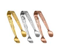 ZYHUI Ice Tongs Stainless Steel Sugar Tongs 3 PCS Mini Tongs for Food Small Metal Tongs with Embossed Rose Flower Serving Tongs for Ice Cubes Lemon Slices Biscuits (Gold, Silver, Rose Gold)