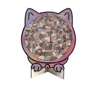 ZYIHNIRB Cat Shaped Wooden Puzzle Unique Animal Cat Shape Puzzle Gift Shaped Wooden Puzzle Cute Animal Cut Wood Puzzle Finely Polished, Style G