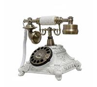 ZYIHNIRB Vintage Rotary Phone Classic Decorative Corded Telephone Adjustable Bell Volume Retro Rotating Dial European Style suitable for office desk reception area, White And Gold With Cracked Handle