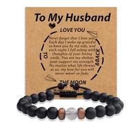 ZYIJUNY Mens Moonstone Bracelet for Dad Son, Anniversary Graduation Birthday Father's Day Easter Christmas Valentine's Day Gifts for Him, One Size, Stone Agate stone, no gemstone