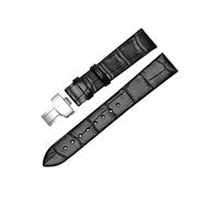 zyimodl 10-22mm Crocodile-grain Ultra-thin Calfskin Watch Strap with Stainless Steel Folding Buckle