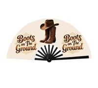 zyinoant 13 Inch Fans for Line dancing, Where Them Fans At Clack Fan, Boots on The Ground Hand Fan, Line Dance Popping Fan for Dance, Party, Decoration, Festival (Type 1)