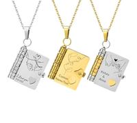zyinoant I Love You Book Necklace for Women,To My Daughter from Mom and Dad, Personalized Engraved Necklace with Name Openable Multi Layer Book Jewelry with 6 Pages of Engraved Information (Style A)