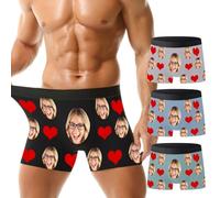 zyinoant Personalised Boxers for Men Custom Funny Boxers with Face Personalised Underwear Gifts for Men Husband Boyfriend Valentines Gifts for Him (UK, Alpha, S, 3XL, Regular, Regular, Love design)