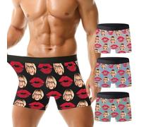 zyinoant Personalised Boxers for Men Custom Funny Boxers with Face Personalised Underwear Gifts for Men Husband Boyfriend Valentines Gifts for Him (UK, Alpha, S, 3XL, Regular, Regular, Lip design)