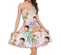 zyinoant Personalised Face Photo Dresses Custom Floral Adjustable Spaghetti Strap Sleeveless Casual Short Summer Beach Dresses for Women XS-5XL (Style6)