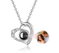 zyinoant Personalised Necklace for Women Projection Photo Necklace with Picture Inside Custom Necklace Personalised Gifts for Women Valentines Gifts for Her Girlfriend Couple Mom Daughter (Silver)