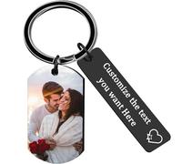 zyinoant Personalised Photo Keyring Custom Engraved Photo Text Dog Tags Key Ring Customised Keychain for Anniversary Men Women Boyfriend Dad Family Personalized Gifts for Valentine's Day (A Style)