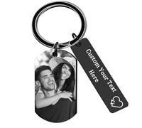 zyinoant Personalized Keychain with Picture Custom Keychain Double-Sided Engraving Photo/Text/for Men Women Boyfriend Girlfriend Personalized Gifts Valentine's Day Gifts (A 1)