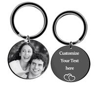 zyinoant Personalized Keychain with Picture Custom Keychain Double-Sided Engraving Photo/Text/Names/Dog Tags for Men Women Boyfriend Girlfriend Personalized Gifts Valentine's Day Gifts (D 1)