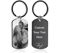 zyinoant Personalized Keychain with Picture Custom Keychain Double-Sided Engraving Photo/Text/Names/Dog Tags for Men Women Boyfriend Girlfriend Personalized Gifts Valentine's Day Gifts (B 1)