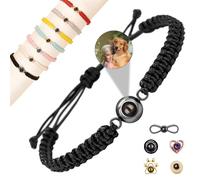 zyinoant Personalized Photo Bracelet Custom Photo Projection Bracelets with Picture inside,Adjustable Length,Memorial Christmas Gifts for Women/Men/Couple/Friend/Loved One (Round-weave)
