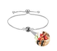 zyinoant Personalized Photo Bracelet Custom Photo Projection Bracelets with Picture inside,Adjustable Length,Memorial Christmas Gifts for Women/Men/Couple/Friend/Loved One (Round)
