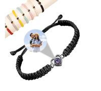 zyinoant Personalized Photo Bracelet Custom Photo Projection Bracelets with Picture inside,Adjustable Length,Memorial Christmas Gifts for Women/Men/Couple/Friend/Loved One (Heart-weave)
