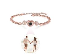 zyinoant Photo Bracelet Personalised Projection Bracelet with Picture Inside, Adjustable Length Picture Bracelet Memorial Valentines Gifts for Her/Him/Women/Men/Couple/Friends (Heart)
