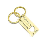 zyinoant Valentines Gifts for Her Personalized Couple Keychain Custom Keychain with Name/Text Matching Keychain Gift for Boyfriend Girlfriend,Valentine Anniversary Birthday Gift (Gold)