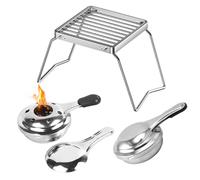 Zyiphor 3-Piece Alcohol Burner Set, Mini Spirit Burner with Foldable Grill Grate - Stainless Steel Pot Burner for Fondue, Pasta, Outdoor Camping, Picnics, Backpacking & Cooking