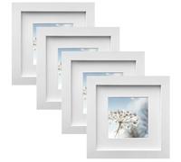 Zyiphor Set of 4 White 15x15cm Square Photo Frames - Wooden Picture Frames for Wall Mounting or Tabletop Display - Ideal for Portraits, Collages & Photo Gallery Decor