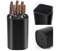 Zyiphor Universal Knife Block Holder with 21 Slots and Drainage Design - Fits All Kitchen Knives, Messerblock Without Knives, Black