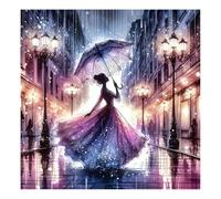 ZYJBD 5D Diamond Painting, Lady Dancing in the Rain, DIY Craft Kit, Adults, 30 x 30, Non-Foldable