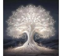 ZYJBD DIY Diamond Painting Kit - Tree of Life 5D Diamond Art - White Luminous - 30 x 30 cm - Adults & Kids - Unisex - Modern Style - Non-Foldable