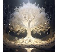 ZYJBD White Luminous Tree of Life 5D Diamond Painting, DIY Diamond Art for Wall Decoration, Round Rhinestones, Adults and Children, Home Decoration, 30 x 30 cm