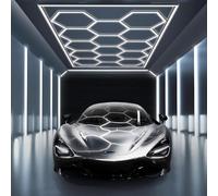 ZYJCXBHL 14 Grids Hexagon LED Lights,6500K Super Bright Honeycomb Lights, Framed Hexagon Garage LED Light, Hex Lighting Fixture for Garage Store Gym Office