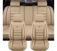ZYJHGF Car Seat Cover Full Sets for BMW IX3 G08 iX3 2020 2021 2022 2023 2024 2025, PU Leather Seat Cover Front Rear Seat Protectors Waterproof Seat Cushions Accessories,D-Beige