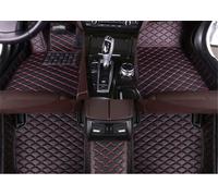 ZYJHGF Leather Car Floor Mats for LINCOLN Navigator(with armrest) 2017 2018 2019 2020, Waterproof Non-Slip Car Mats, Floor Liners Carpet Full Set for Right-Hand Drive Vehicle,A-Black-Red