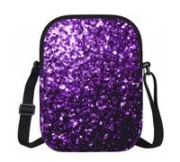 ZYJHYY Beautiful Purple Glitter Print Sling Bag For Women Shoulder Bag With Zipper Lightweight Work Bag For Travel Gym Hiking Workout