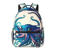 ZYJHYY Blue And Purple Octopus Print Casual Gym Bag Wear-Resistant Work Bag Hiking Backpack With Padded Back For Travel Camping