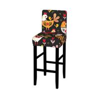 ZYJHYY Cute Rooster Chickens Print Elastic Bar Stool Cover Washable Kitchen Chair Cover For Short Back Armless Dining Stool