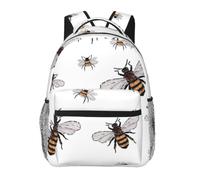 ZYJHYY Funny Bees Print Casual Gym Bag Wear-Resistant Work Bag Hiking Backpack With Padded Back For Travel Camping