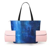 ZYJHYY The Blue Binary Print Lightweight Yoga Mat Bag with Zip Portable Women's Beach Bag Sturdy Workout Bag Yoga Accessory