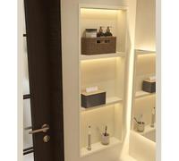 ZYJIX 1/2/3/4-Tier Recessed LED Shower Niche, Stainless Steel Modern Shampoo Storage Organizer, Waterproof Bathroom Wall Niche, No Tile Need for Bathroom Storage Soap Shampoo