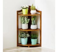 ZYJIX Bamboo 5 Tier Corner Shelf Plant Stand - Eco-Friendly Multipurpose Shelving Unit For Living Room, Home Office, And Kitchen - Storage For Plants And Books(Size:3 Tier,Color:Brown)