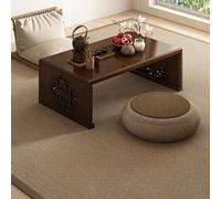 ZYJIX Bamboo Floor Table Foldable Low Sitting Desk No Assembly Expandable Recular Tatami Coffee Table for Living Room Bedroom Tea Serving with Hollow Side Panels 120x40x30cm