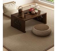 ZYJIX Bamboo Floor Table Foldable Low Sitting Desk No Assembly Expandable Recular Tatami Coffee Table for Living Room Bedroom Tea Serving with Hollow Side Panels 120x40x30cm