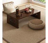 ZYJIX Bamboo Floor Table Foldable Low Sitting Desk No Assembly Expandable Recular Tatami Coffee Table for Living Room Bedroom Tea Serving with Hollow Side Panels 120x40x30cm