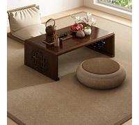 ZYJIX Bamboo Floor Table Foldable Low Sitting Desk No Assembly Expandable Recular Tatami Coffee Table for Living Room Bedroom Tea Serving with Hollow Side Panels 120x40x30cm