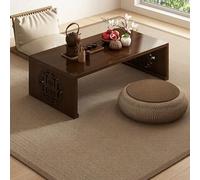 ZYJIX Bamboo Floor Table Foldable Low Sitting Desk No Assembly Expandable Recular Tatami Coffee Table for Living Room Bedroom Tea Serving with Hollow Side Panels 120x40x30cm