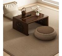 ZYJIX Bamboo Floor Table Foldable Low Sitting Desk No Assembly Expandable Recular Tatami Coffee Table for Living Room Bedroom Tea Serving with Hollow Side Panels 120x40x30cm