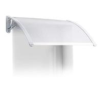 ZYJIX Door Awning Canopy for Porch, White Polycarbonate Window Shade Roof with ABS Frame, Windproof Rain Sun Protector for Front Entry Patio Garden, 24x48 Inch Modern Exterior Overhang Shelter