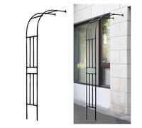 ZYJIX Garden Arch Support for Climbing Plants, Heavy Duty Black Steel, Semicircular Design, Durable Epoxy Resin Coating