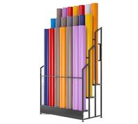 ZYJIX Heavy Duty Metal Fabric Roll Storage Rack, Vertical Wallpaper Display Holder, 3-Tier Commercial Organizer Shelf, Holds 30 Rolls, Space Saving Steel Display Stand for Vinyl, Leather, Auto Film